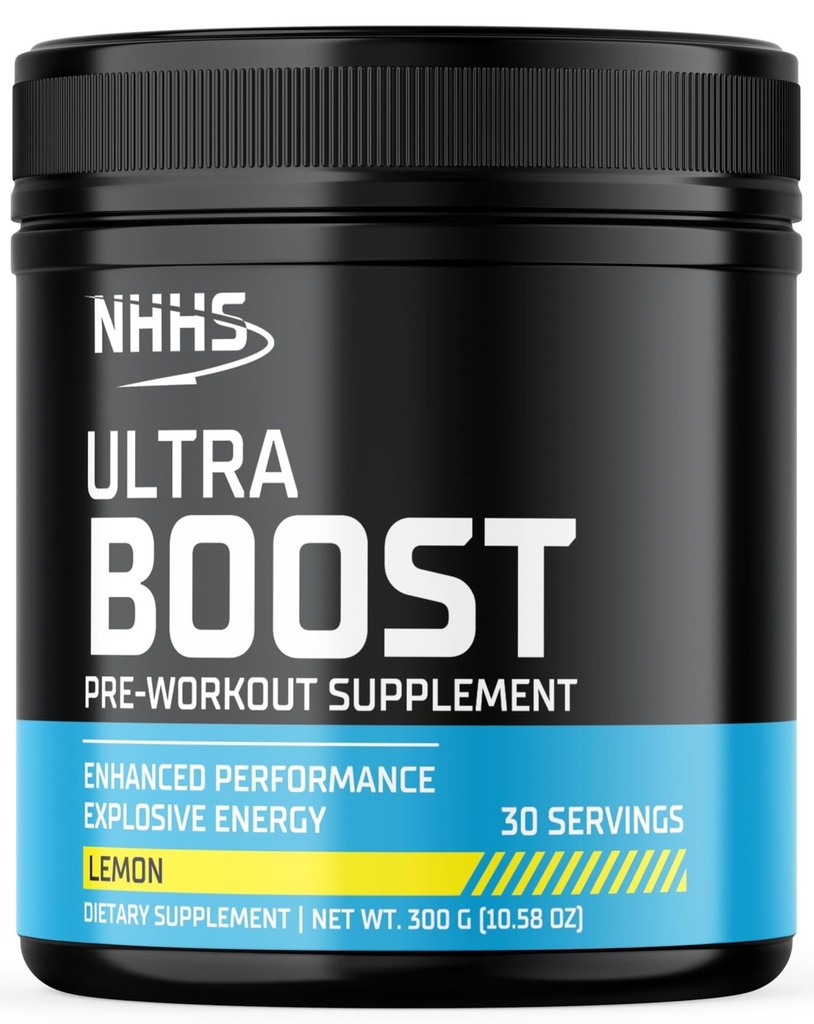 Ultra Boost Pre-Workout Powder – Explosive Energy & Performance Support | Lemon Flavor, 30 Servings, 300 Grams – Vegan, Gluten-Free, Non-GMO, No Additives – Made in USA