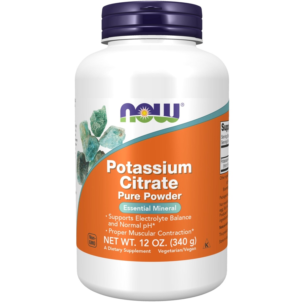 NOW Supplements, Potassium Citrate Powder, Supports Electrolyte Balance and Normal pH*, Essential Mineral, 12-Ounce