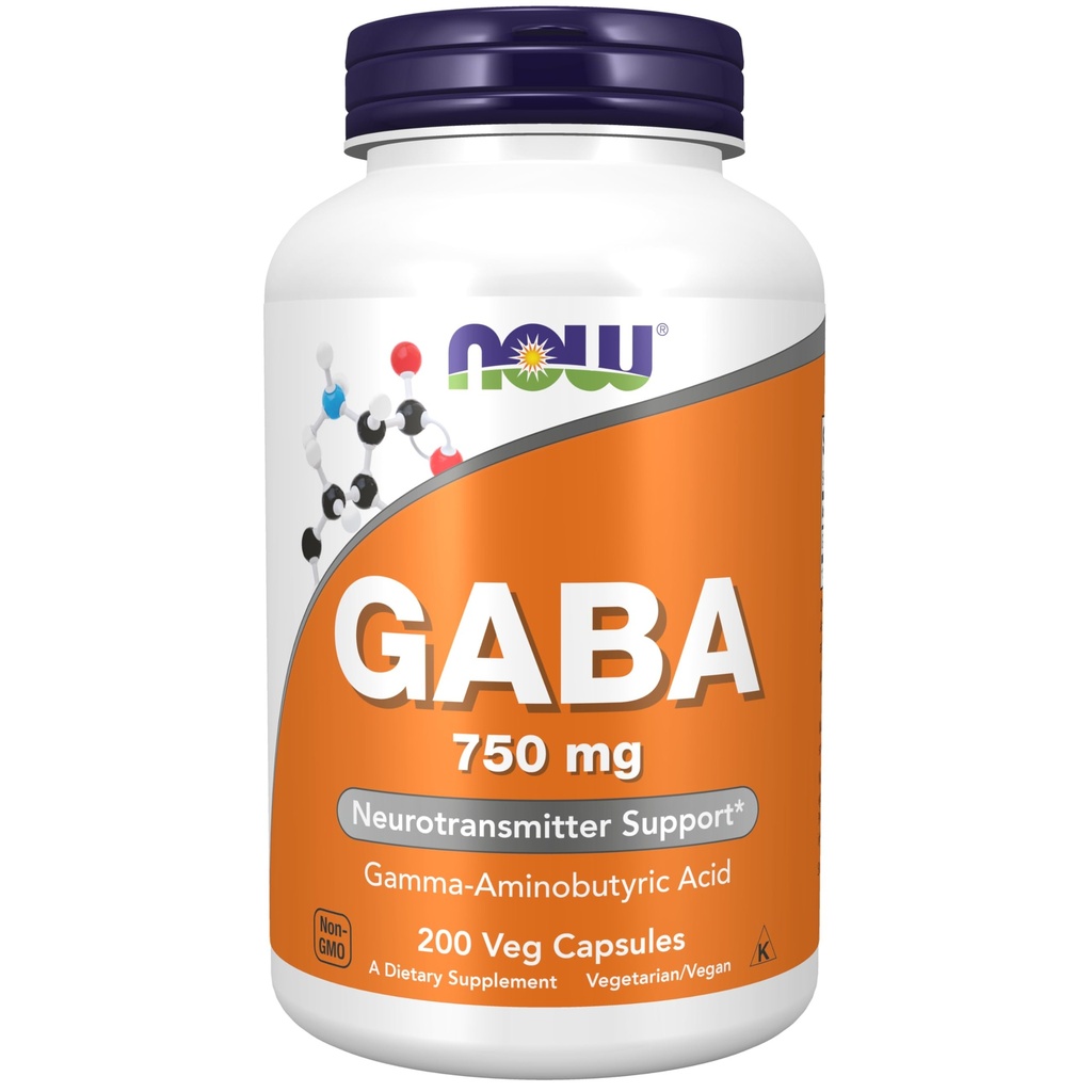 Şimdi Gıdalar Tamamlıyor, GABA (Gamma-Aminobutyric Acid) 750 mg, Nörotransmitter Desteği*, 200 Veg Capsules