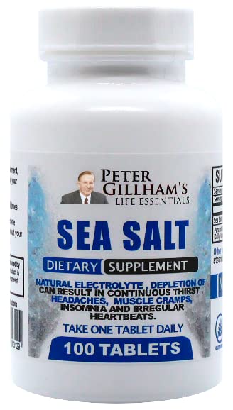 Peter's Choice Sea Salt sodyum Chloride 450 mg, 100 Tablet, Electrolyte Support & Balance, Athletic Post Workout Rehidr & Recovery. Sıcak Hava Yardımı. Dehidrasyon & Cramps önlemek. Made in USA