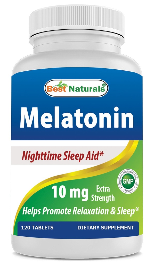 En İyi Doğallar Melatonin 10 mg (Non-GMO) Tabletleri - Rahatlama ve Uykuyu Destekleyin - 120 Kont
