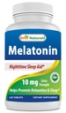 En İyi Doğallar Melatonin 10 mg (Non-GMO) Tabletleri - Rahatlama ve Uykuyu Destekleyin - 120 Kont