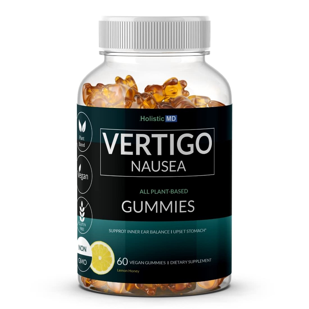 Vertigo rahatlama ürünleri klinik olarak incelendi Kudzu Gingko Astragalus Ginger Black Cohosh & Peony çiçek | Nausea Vertigo Dizziness Relief | Plant-Based formülü Non GMO | Lemon lezzet 60 Gummies