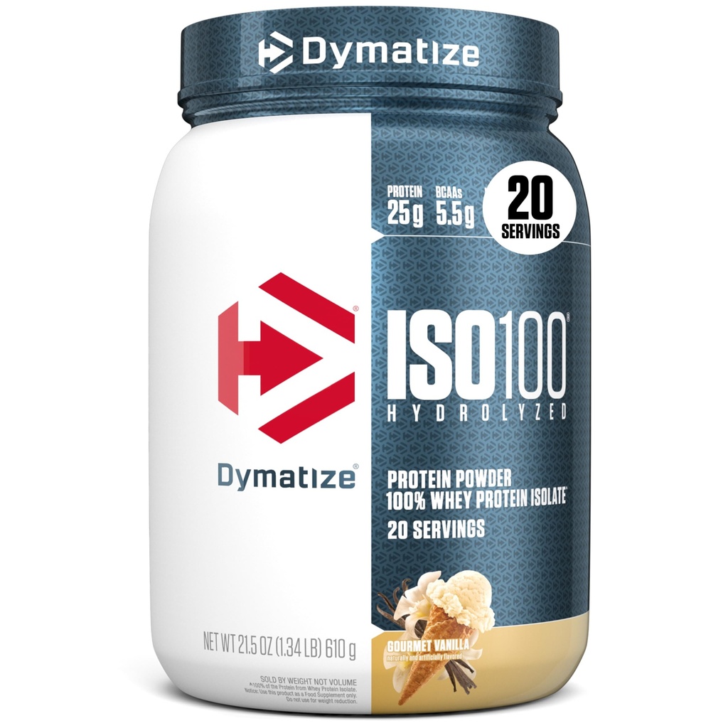 ISO100 Whey proteini Toz Isolate, Gur Vanilla, 25g of protein, 5.5g BCAAs, 120 Cal., Gluten Free, 1g Fat, 1g Sugar, 2g Carb (20 hizmet)