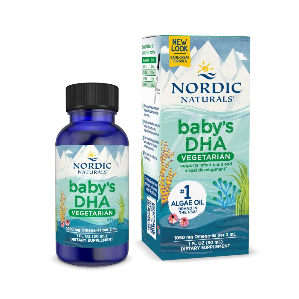 Nordic Naturals Baby's DHA Vegetarian, Unflavored - 1050 mg Plant-Based Omega-3-1 oz - Bebeklerde Beyin ve Vizyon Geliştirme - Non-GMO, Vegan - 15 Hizmet