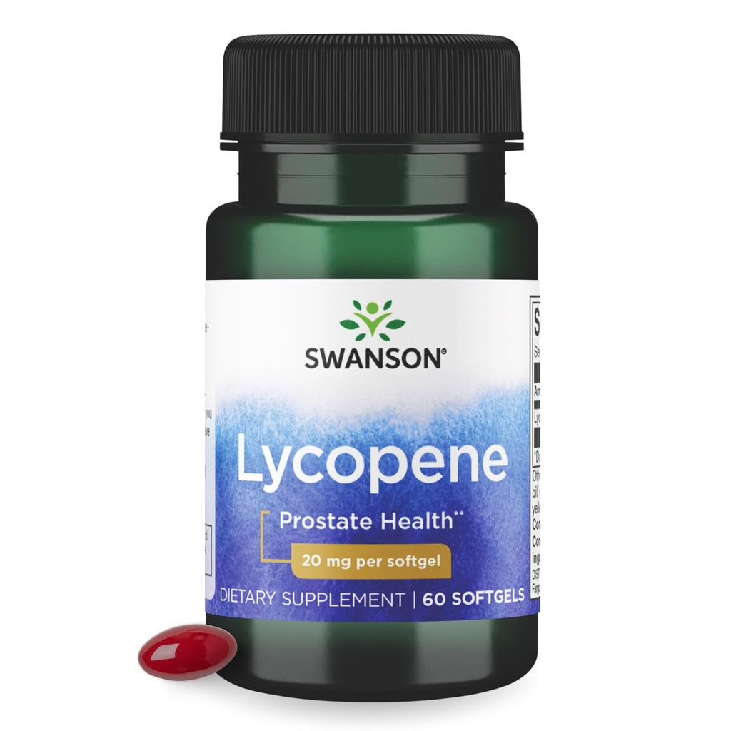 Swanson Lycopene- Natural Men's Health Supplement Prostate & Heart Health, Supports Blood Pressure within a Normal Range (60 Softgels)