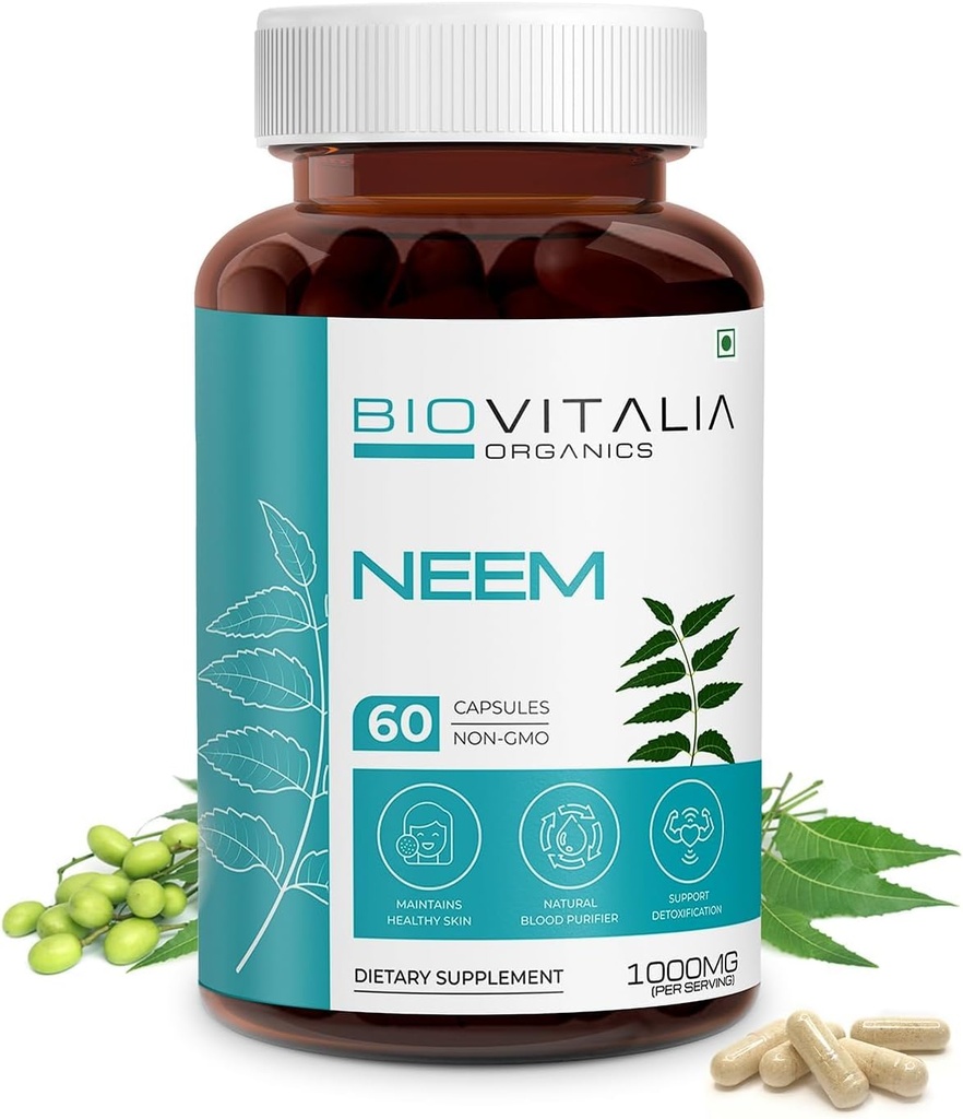Biovitalia Bitkisi Erkekler ve Kadınlar için 1000 mg Capsule | Diyet Tamam | Sağlıklı Destek ve Detoxification - 60 Vegan Capsules