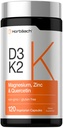 Horbäach Vitamin D3 K2 | 5000 IU D3 | 120 Capsules | Magnezyum, çinko ve Quercetin | Vegetarian, Non-GMO, Gluten Free Supplement Supplement
