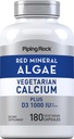 Piping Rock Red Mineral Algae | Vejetaryo | 180 Capsules | Plantive Plus Trace Minerals | Plus D3 1000 IU | Non-GMO, Gluten Free Supplement