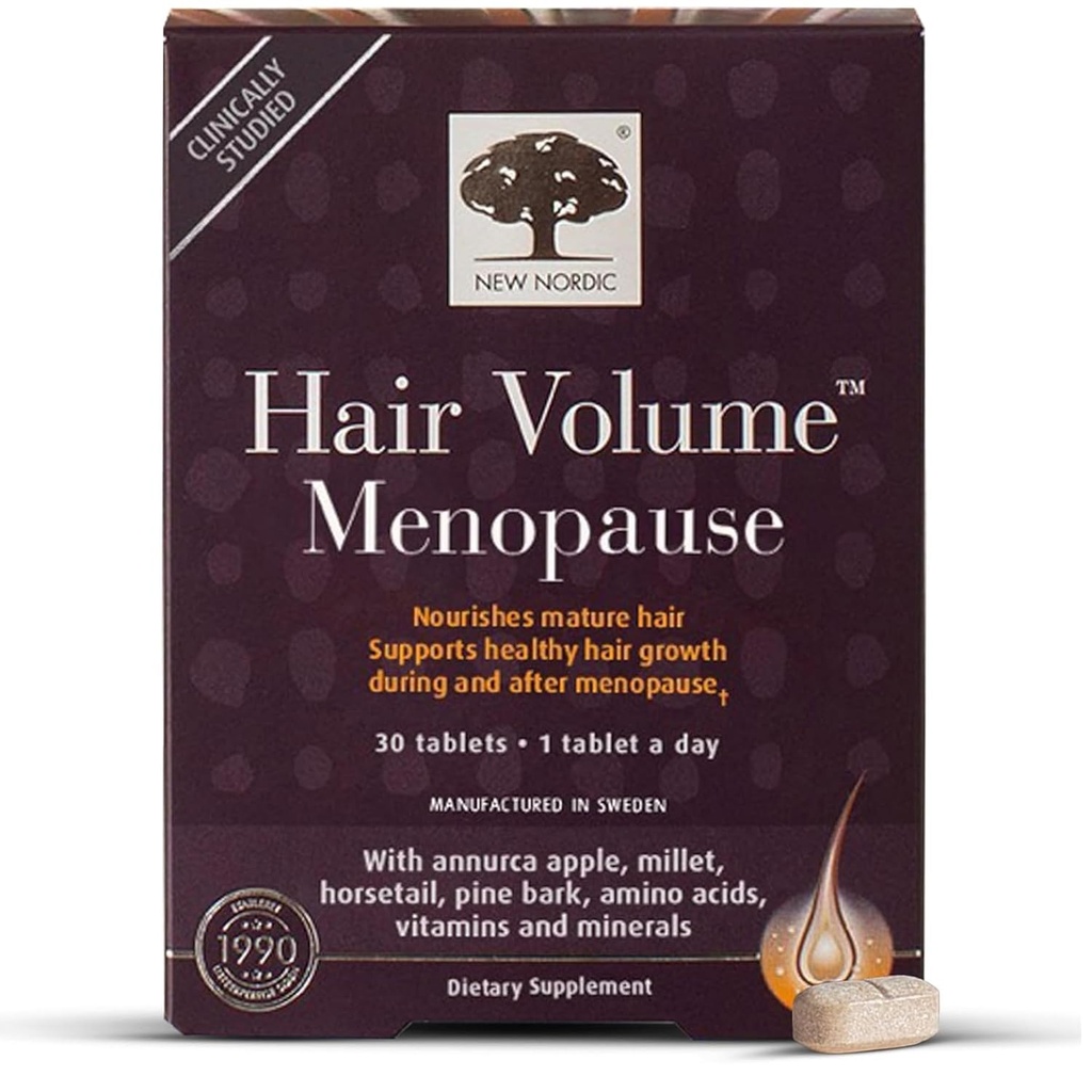 Yeni Nordic Hair Volume Menopause, Menopause, Pine Bark ve Annurca Apple Extract, 30 Tablets