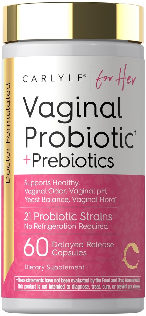 Carlyle Vaginal Probiyotiks for Women | 60 Capsules | Prebiyotiks | Destekler Sağlıklı Odor, pH, Yeast Balance ve Flora | Vegan, Non-GMO, Gluten Free | For Her