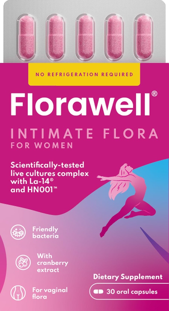 Florawell® Vaginal Probiotics for Women – pH Balance, Healthy Odour, UT & Intimate Health - Vaginal Health Supplement with Cranberry Extract - 30 Oral Capsules