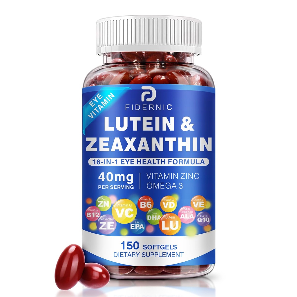 Lutein ve Zeaxanthin Supplement - AREDS 2 Plus+ Eye Vitamins, 40 mg Lutein & 8 mg Zeaxanthin with Vitamins C, E, çinko, Omega-3 & CoQ10 for Blue Light Protection, Eye Health Support - 150 Softgels