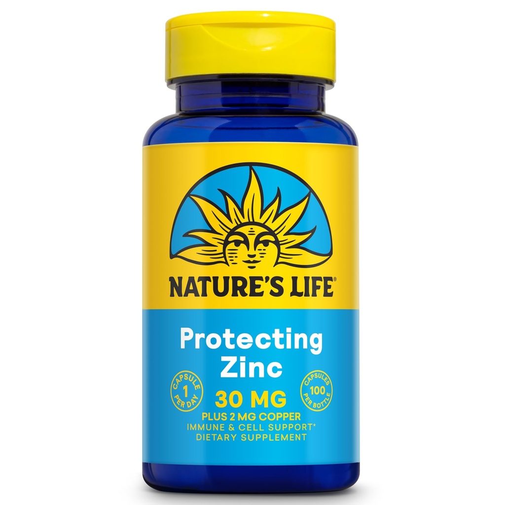 Nature's Life Bora Picolinate 30mg Plus 2mg of Copper - Chelated çinko Supplement for Immune, Cardiovascular, Skin, Cellular Function, and Muscle Support - 60-Day Garanti - 100 Hizmet, 100 Capsules