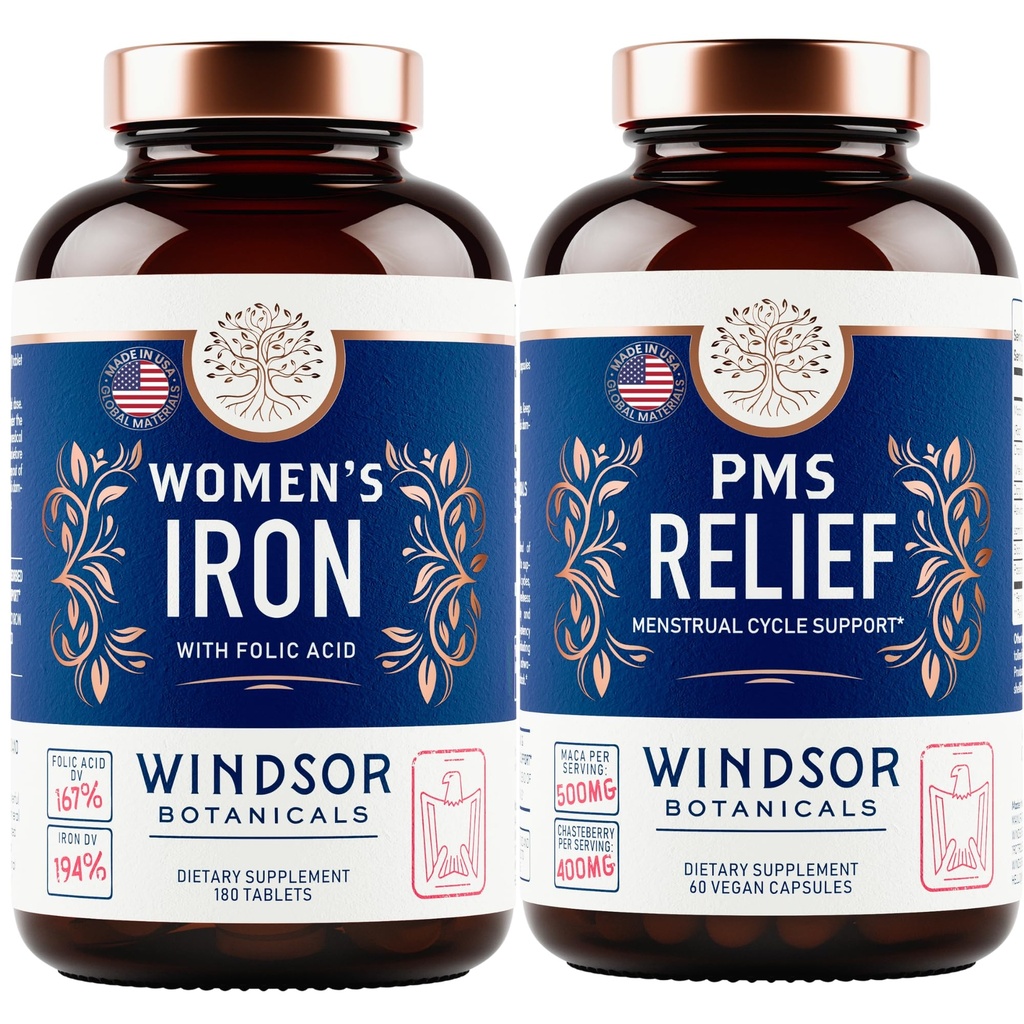 GDSOR BOTANICALS Iron Supplement ve PMS Relief Sche for Women