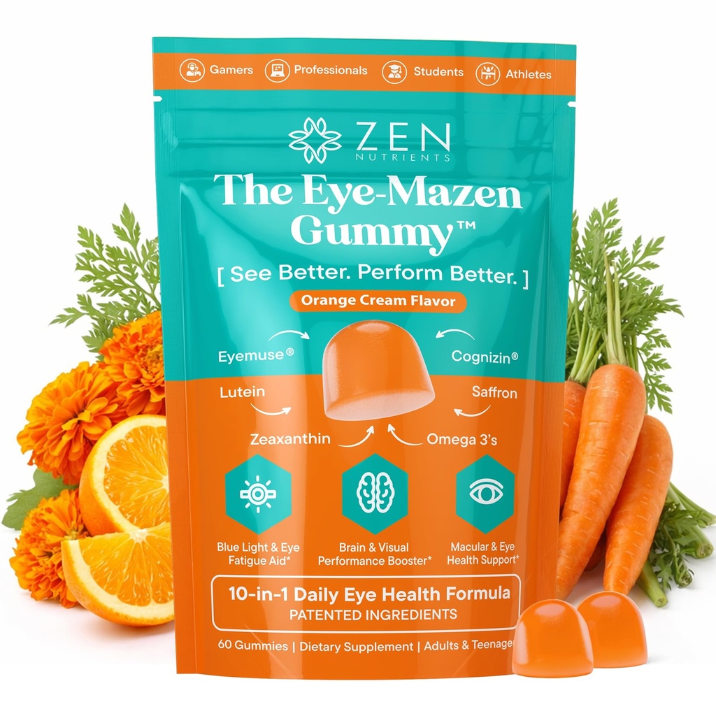 The Eye-Mazen Gummy Eye Vitamins for Vision and Eye Health - Lutein and Zeaxanthin Supplements for Eyes with Omega 3 & Vitamin A - Eye Supplements for Adults, Kids & Seniors