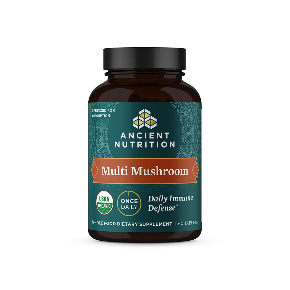Ancient Nutrition Mushroom Supplement, Organic Multi Mushroom Immune Support Tablet, Supports Stress Response, Gluten Free, Paleo and Keto Friendly, 60 Count