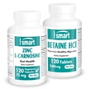 Supersmart - çinko L-Carnosine + Betaine HCl Sche (Gastric Health) | Non-GMO & Gluten Free - Vegetarian Capsules