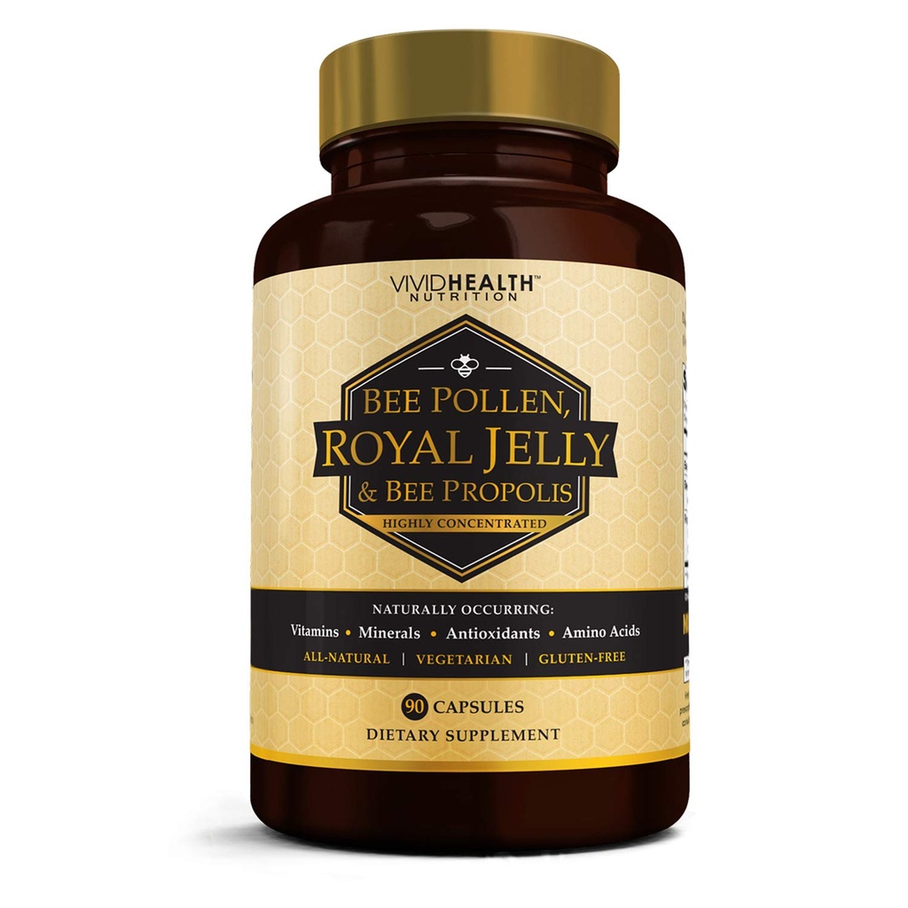 Yüksek Potency Royal Jelly ve Bee Pollen Capsules, 90 Kont