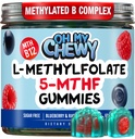 OH MY CHEWY Center-Filled 5-MTHF Folate L-Methylfolate Gummies - Sugar-Free MTHFR Vitamins B Complex Support with Me1, B6 and B12 Copha - Mood, Davranış, Biliş - 60