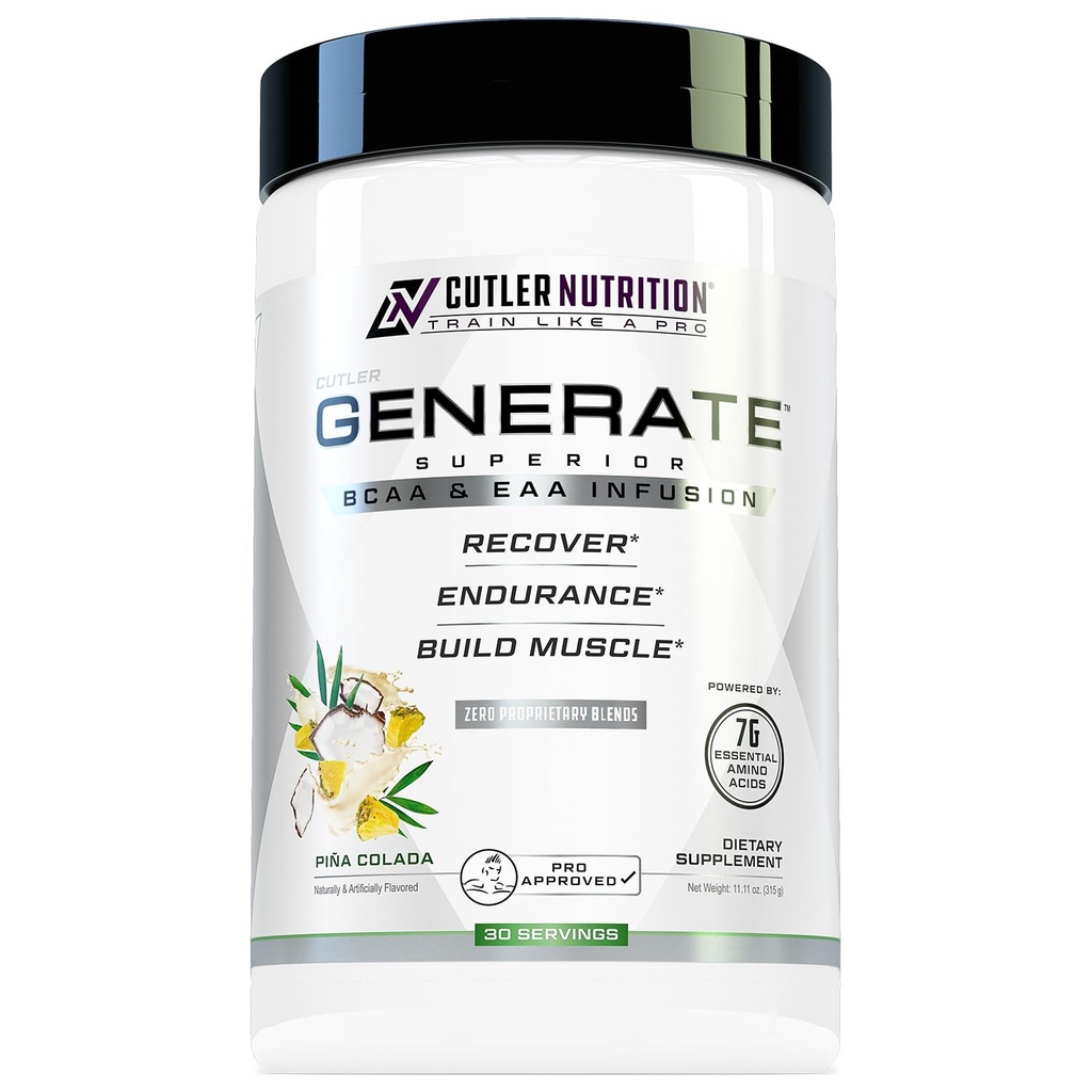 Cutler Beslenme Genrate EAA ve BCAA Tozu: En İyi Gemiler Sıvı Asitler Supplement with Essential replicas, 5g BCAAs, 2g EAAs for Lean Muscle | Pina Colada, 30 Hizmet