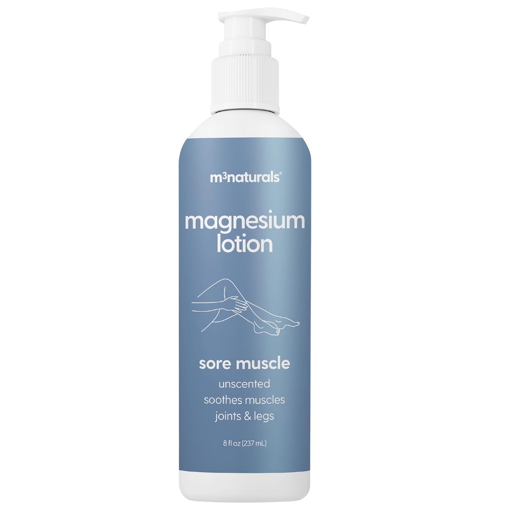 Sore Muscle Magnesium Lotion for Sleep, Relaxing Post-Workout Cream with Arnica Oil for Leg Cramps, Sore Feet and Joints | With Moisturizing Shea Butter, Coconut Oil, Collagen and Stem Cells, 8 fl oz