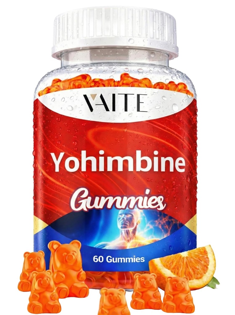 VAITE Yohimbine HCl Gummy 15mg - Sugar-Free, Non-GMO Energy & Endurance Support for Men and Women, Antisoxy, Yohimbe Bark Extract, improve Performance - Supports Energy Production - 60 Gummies
