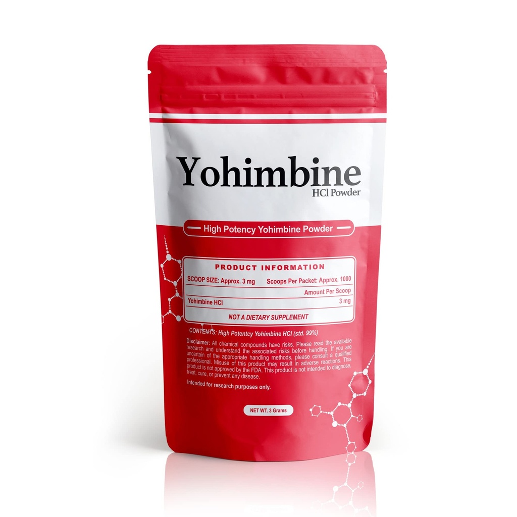 BulkStimulants Yohimbine HCl Toz | Scoop başına 3 mg | Packet başına 1000 Scoops | 3 Grams