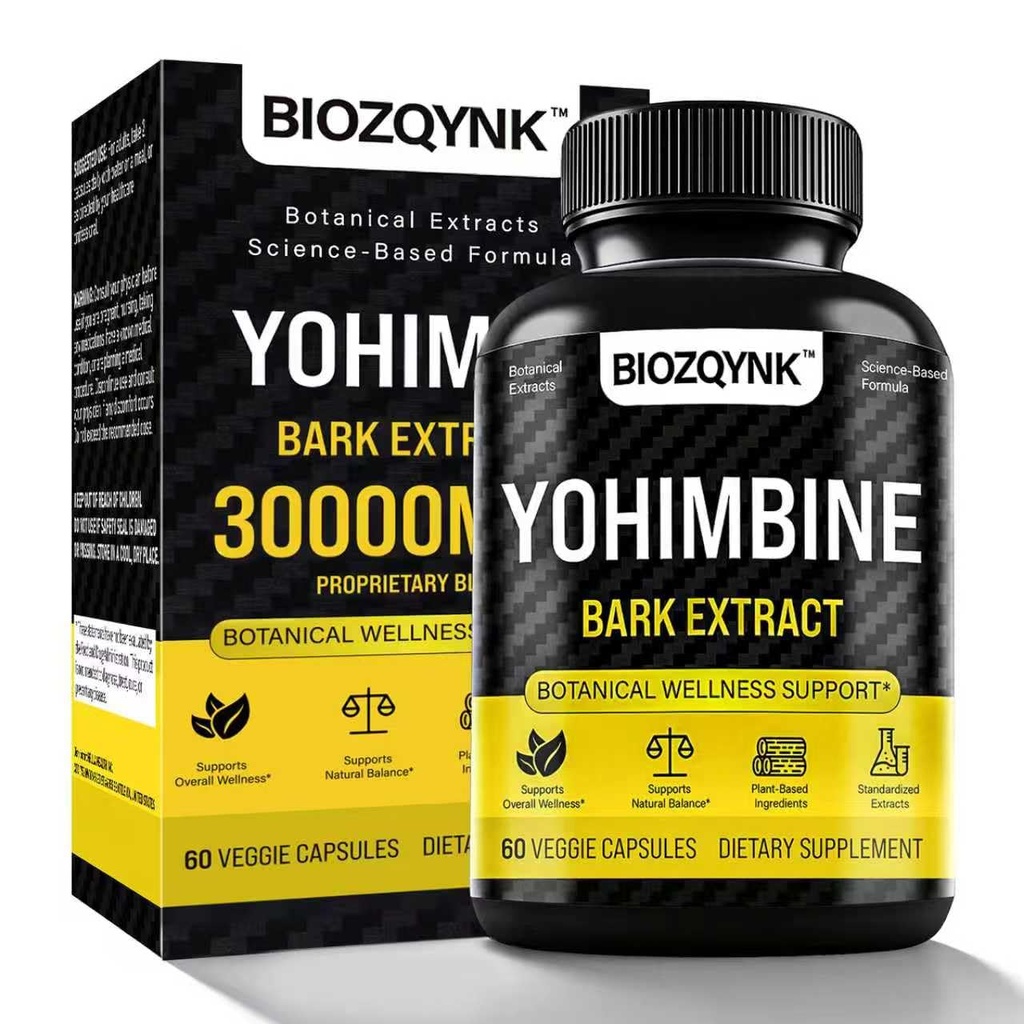 Botanik Vitality Formula – Yohimbe Extract + Muira Puama + Maca Root + Black Pepper & Çinko – Günlük Wellness için Plant-Based Assembly – 60 Vegan Capsules