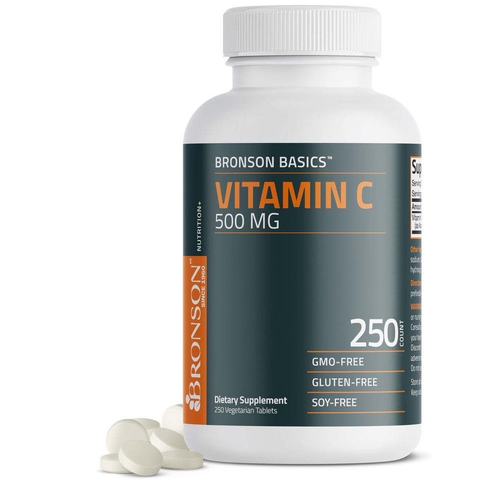 Bronson Vitamin C 500 MG Sağlıklı Immune Sistemi ve Antioksi Koruma, Non-GMO, 250 Vejetaryen Tabletler