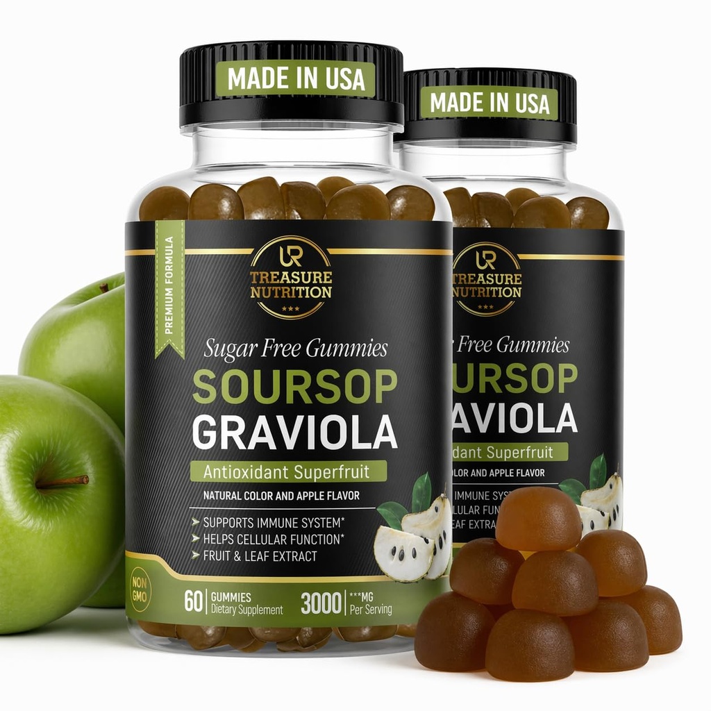 Soursop Leaves & Soursop Fruit Gummies - 3000 mg Soursop Ekstraksiyon - 2 Pack Graviola Supplement - Soursop Fruit and Leaf - 120ct - Sugar-Free - Gluten Free – Non-GMO – Vegan Dostu Dostu Dostum