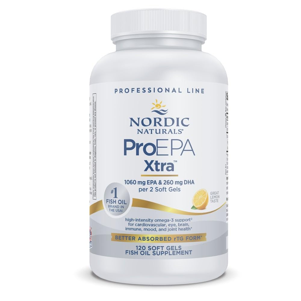 Nordic Naturals ProEPA Xtra, Lemon - 120 Soft Gels - 1640 mg Omega-3 - Pozitif Mood, Kalp Sağlığı ve Hücre Fonksiyonları için Yüksek Lisans EPA Formula - Non-GMO - 60 Hizmet