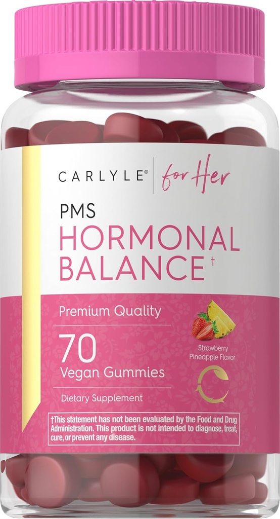 Kadın ve PMS Supplement için Carlyle Hormonal Denge | 70 Gummies | Vitamin Kompleksi | Iron | Vegan, Non-GMO, Gluten Free | For Her Her