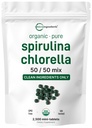 Mikro Malzemeler Organik Spirulina Chlorella Mini Tabletler, 2500 Tablet (8 Ay Supply) | 50/50 Mix Superfood | Cracked Hücre Duvarı Daha İyi Absorpsiyon | Vegan & Chlorophyll