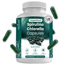 Spirulina ve Chlorella Capsules – Chlorophyll Pills & Blue Green Algae Güçlü Detox, Enerji & Sağlıklı Immune Sistemi – 3X More Chlorella Spirulina Toz/Serving – 90 Ct