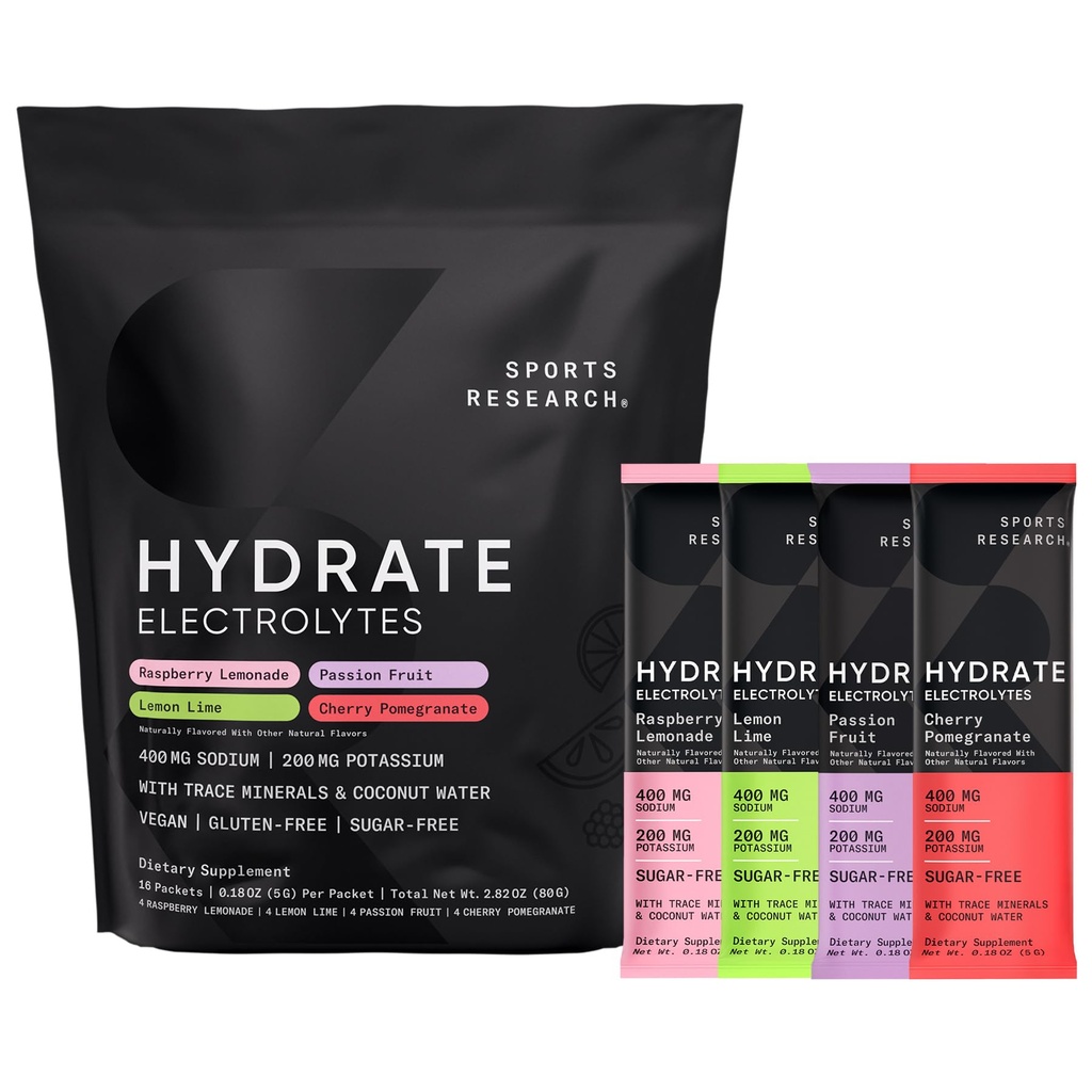 Sports Research® Hydrate Electrolytes, 16 Variety Packets