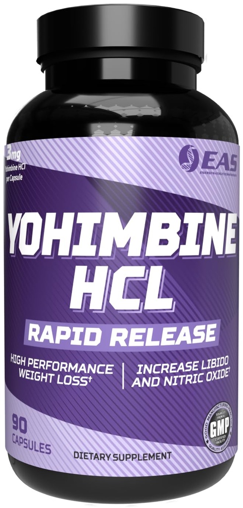 EAS Yohimbine HCL | Geliştirilmiş Kilo Kaybı ve Athletic Performansı | Hızlı Yayın Teknolojisi | Gluten Free, Non GMO, Vegetarian Friendly | 90 Capsules