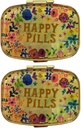 AmyZone Metal Pill Organizer Travel Friendly Portable Compact Pill Box Cute Pill Case to Hold Vitamins /Tylenol/Fish Oil /Supplements/Meds/Tablet for Purse/Pocket(Happy Pills 2 adet Ayna İçer)