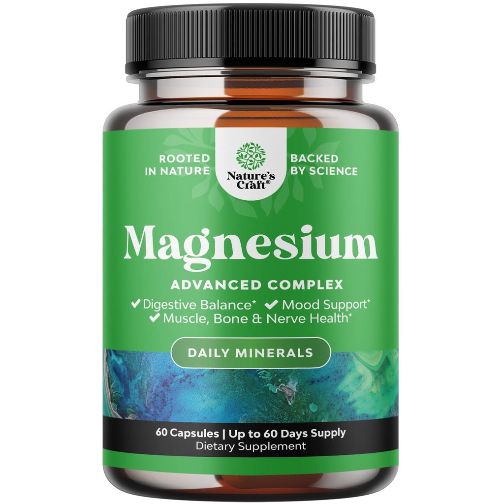 Yüksek Aborpsiyon Magnezyum Kompleksi - Magnezyum Oksit 500 mg ile Citrate 500 mg Uyku ve Mood Desteği için - Kas Stomach ve Digestion için Saf Citrate