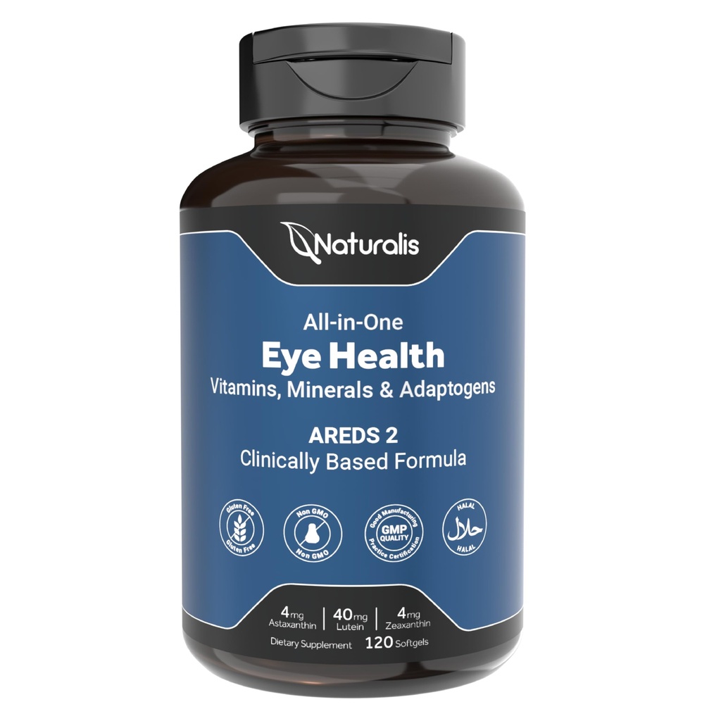 Naturalis Areds2 Klinik olarak Temel Göz Tamamı | Lutein, Zeaxanthin, Astaxanthin, Bilberry, Blueberry, Cranberry & Grape Tohum Adaptogen