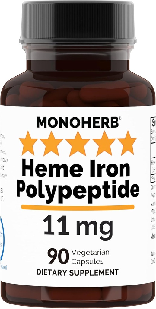 Heme Iron Polypeptid 11 mg - 90 Vegetarian Capsules - Iron Supplement Kompleksi