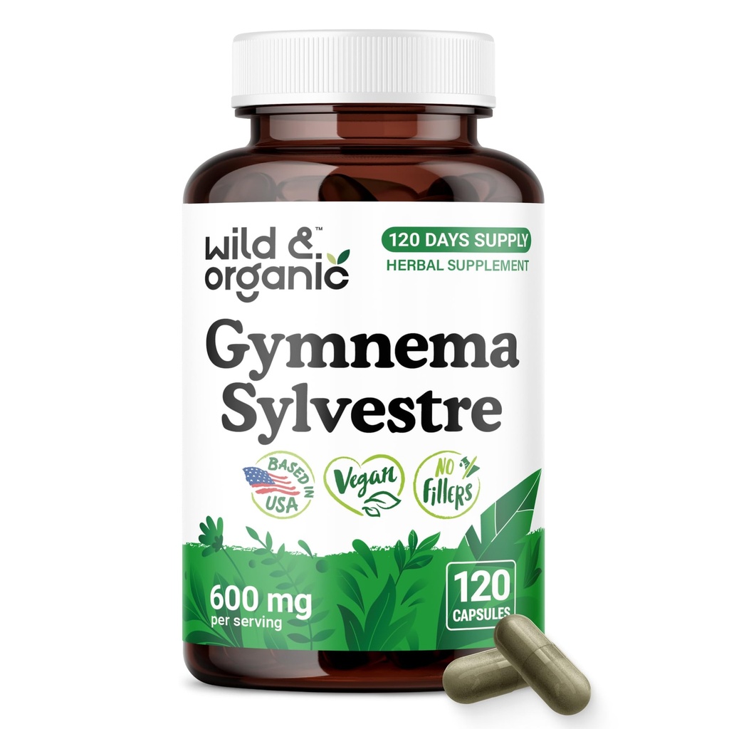 Wild & Organic Gymnema Capsules 600 mg - Overall Support - 120 Count