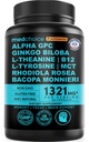 12in-1 Nootropic Brain Supplement with Caffeine Anhidrus: Ginkgo Biloba for Brain Support, Memory and Focus - B12, Alpha GPC, L Theanine ve Choline Supplements with Bioperine with 1321 mg (60ct)