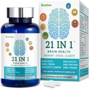 Memory ve Focus için beyin Supplements, 21-in-1 Brain Supplement for mental Alertness, 300 mg Alpha-GPC, 300 mg Lion's Mane, L-Theanine, Phosphatidylserine, Vitamins B6 B12, 90 Capsules