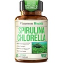 Organik Spirulina ve Chlorella Capsules - Spirulina Capsules with Chlorella Toz for Immune, Antioksi & Energy Support. Nutritious Super Green. Vegan & Non-GMO. Üçüncü Parti Test Edildi. 60 Caps
