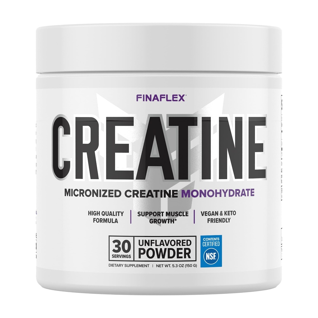 FINAFLEX PURE CREATINE, Unflavored - 5.3 oz - Promotes Muscular Strength, Size & Performance - 100% Pure, Micronized Creatine Monohydrate - NSF Certified - 30 Servings