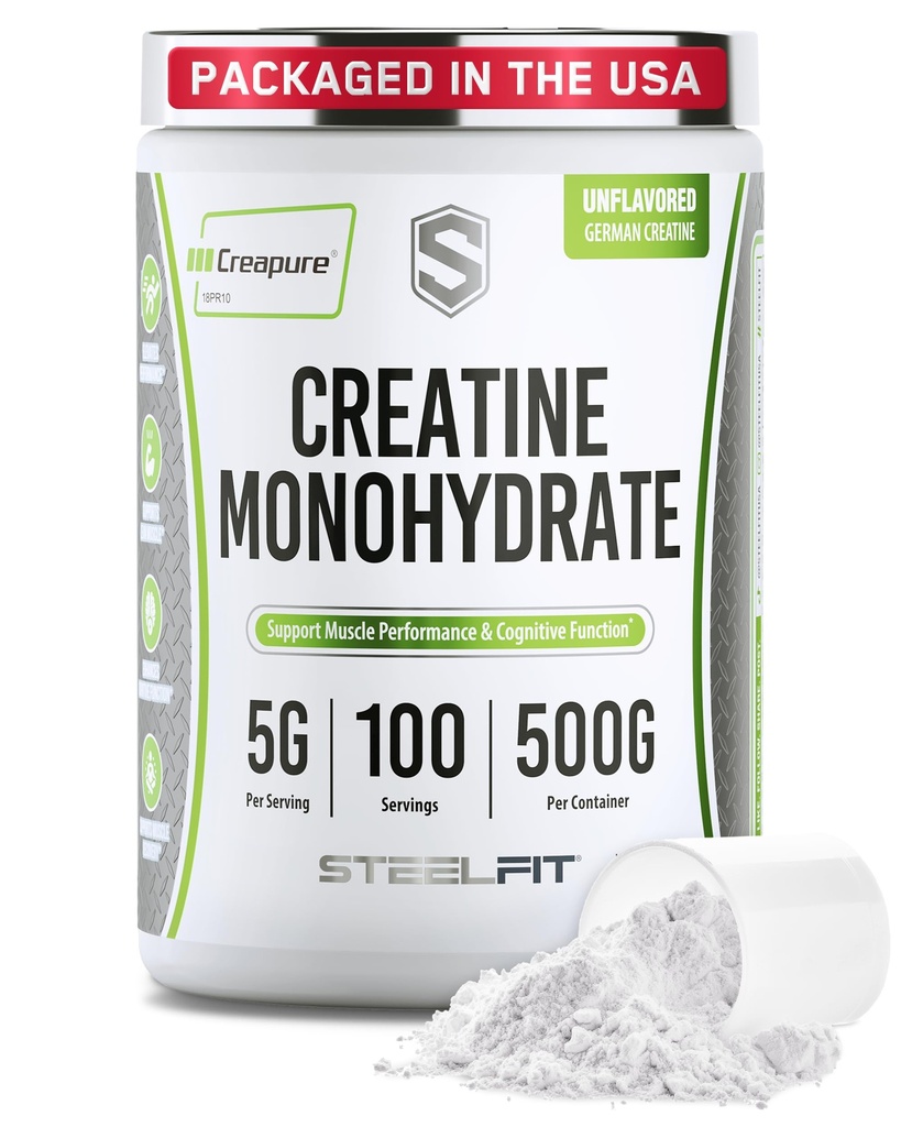 SteelFit Tinapure Tinatine Monohidrat Toz, Unflavored - Alman Micronized Tinatine Toz for Men & Women - Gym Workout Nutritional Supplements for Muscle Gain, Brain Health & Strength Building