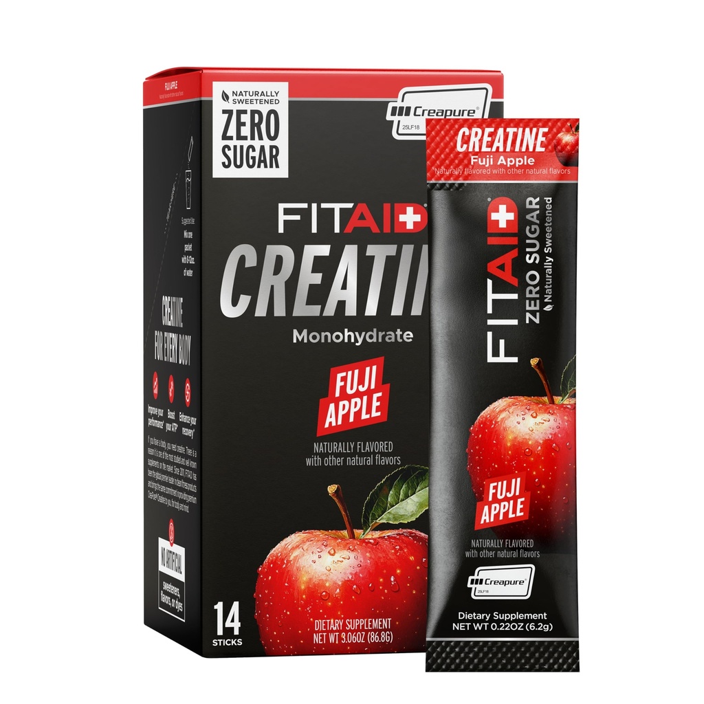 FITAID Creatine Powder, CreaPure Fuji Apple (14 Stick Packs)