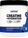 Nutricost Tinatine Monohidrat + Hydration Blue Raspberry Flavored (30 Hizmet) - 7 Vitamin & Minerals, 5000 mg of Kretine Per