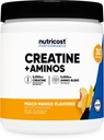 Nutricost Kretine + Aminos 30 Hizmetler (Peach Mango Flavored) - 5000 mg Kreatine Monohidrat + 5000 mg Amino BCAA Blend Per Servisleri